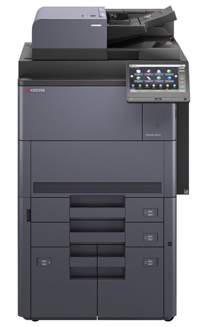 Multifuncional Láser Color A3 / Kyocera TASKalfa 8353ci | 2608 – Kyocera TASKalfa 8353ci es un multifuncional láser color A3 con funciones de impresión, copia, escaneo y fax opcional. Velocidad: 83 ppm en b/n y 70 ppm en color, Resolución: 1200 dpi