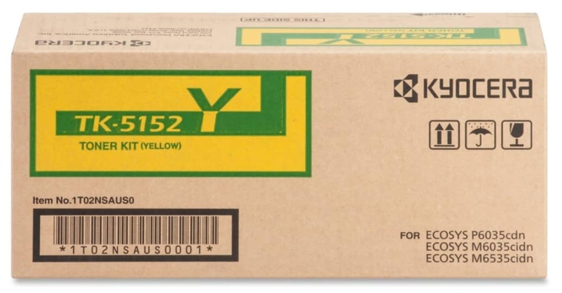 Toner Kyocera TK-5152Y / Amarillo 10.000 Páginas | 2608 – Kyocera TK-5152Y es un cartucho de tóner original para impresoras Láser Kyocera. Color de impresión: Amarillo, Rendimiento estimado: 10.000 páginas, Cobertura de referencia: 5%