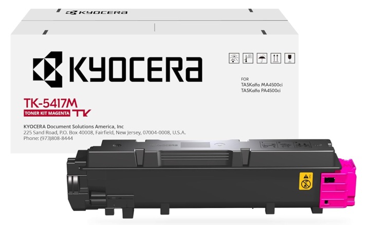Toner Kyocera TK-5417M / Magenta 13.000 Páginas | 2608 – Kyocera TK-5417M 1T02Z7BUS0 es un cartucho de tóner original para equipos de impresión Kyocera. Tecnología de impresión: Láser, Color: Magenta, Rendimiento estimado: 13.000 páginas, Cobertura 5%