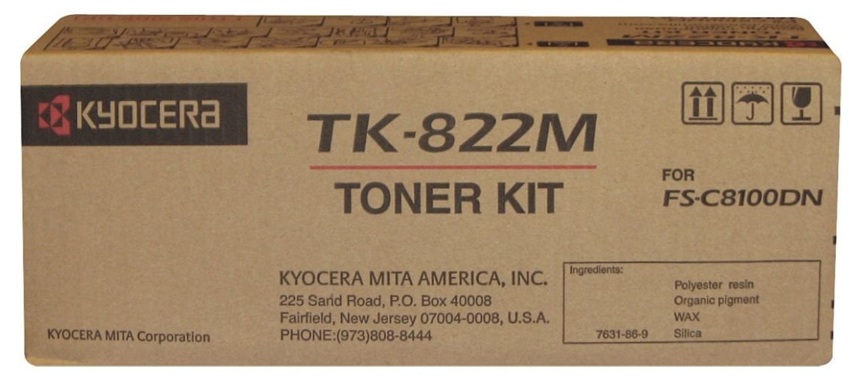 Toner Kyocera TK-822M / Magenta 7.000 Páginas | 2608 – Kyocera TK-822M es un cartucho de tóner original para equipos de impresión Kyocera. Tecnología de impresión: Láser, Color: Magenta, Rendimiento estimado: 7.000 páginas, Cobertura de referencia: 5%