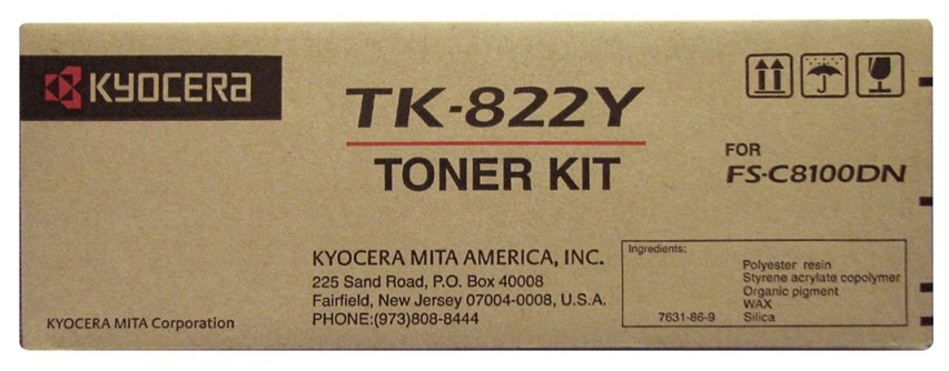 Toner Kyocera TK-822Y / Amarillo 7.000 Páginas | 2608 – Kyocera TK-822Y Cartucho de tóner original para equipos de impresión Kyocera. Tecnología de impresión: Láser, Color: Amarillo, Rendimiento estimado: 7.000 páginas, Cobertura de referencia: 5%