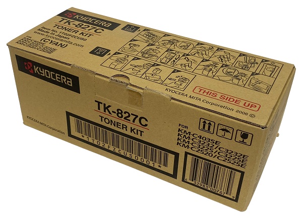 Toner Kyocera TK-827C / Cian 7.000 Páginas | 2608 – Kyocera TK-827C es un cartucho de tóner original para equipos de impresión Kyocera. Tecnología de impresión: Láser, Color: Cian, Rendimiento estimado: 7.000 páginas, Cobertura de referencia: 5%