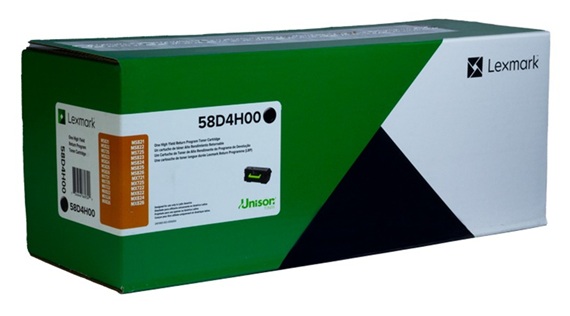 Toner Lexmark 58D4H00 / Negro 15.000 Páginas | 2608 – Lexmark 58D4H00 es un cartucho de tóner negro retornable de alto rendimiento, Tecnología de impresión: Láser monocromático, Rendimiento: Hasta 15.000 páginas estándar conforme a ISO/IEC 19752