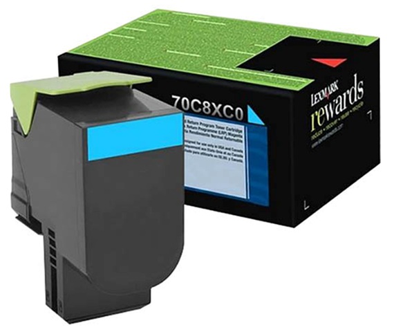 Toner Lexmark 70C8XC0 / Cian 4.000 Páginas | 2608 – Lexmark 70C8XC0 es un cartucho de tóner cian retornable de extra alto rendimiento, Tecnología de impresión: Láser de color, Rendimiento: Hasta 4.000 páginas estándar conforme a ISO/IEC 19798