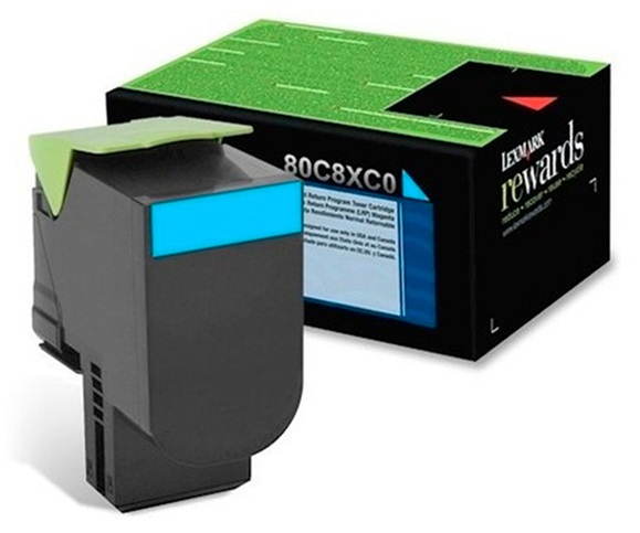 Toner Lexmark 80C8XC0 / Cian 4.000 Páginas | 2608 – Lexmark 80C8XC0 es un cartucho de tóner cian retornable de extra alto rendimiento, Tecnología de impresión: Láser de color, Condición del Producto: Nuevo / Original, Rendimiento: Hasta 4.000 páginas