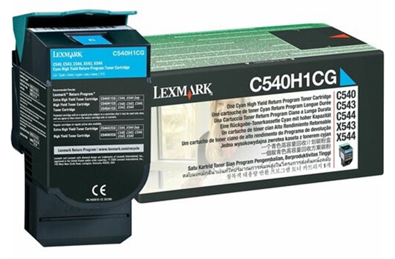 Toner Lexmark C540H1CG / Cian 2.000 Páginas | 2608 – Lexmark C540H1CG es un tóner cian retornable de alto rendimiento para impresoras Leexmark, Tecnología de impresión: Láser de color, Rendimiento: Hasta 2.000 páginas conforme a ISO/IEC 19798