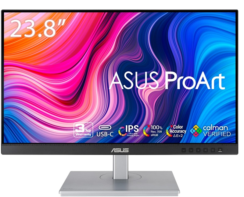 Monitor para PC de 24’’ FHD / Asus ProArt PA247CV | 2412 - Monitor para PC de 24’’, Panel: IPS, Resolución: FHD (1920 x 1080), Brillo: 300 cd/m², Aspecto: 16:9, Contraste: 1000:1, Frecuencia: 75Hz, Conectividad: USB-A, USB-C / DP (Alt Mode), DP & HDMI