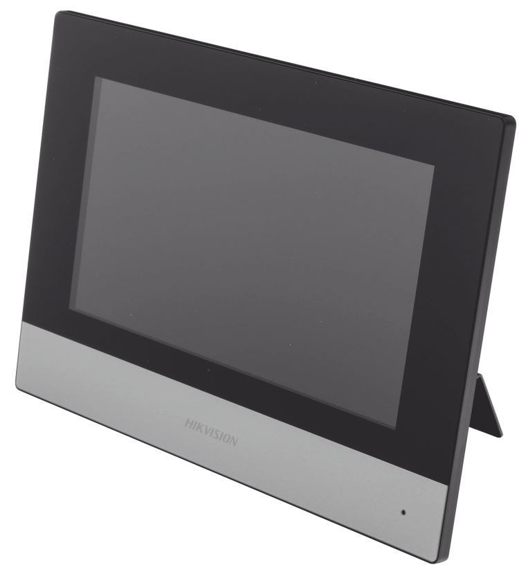 Monitor para videoportero / Hikvision DS-KH6320-WTE1 | 2606 – Hikvision DS-KH6320-WTE1 es un monitor diseñado para la gestión centralizada de sistemas de videoportero IP y control de acceso residencial o comercial. Pantalla táctil de 7'' 1024 x 768
