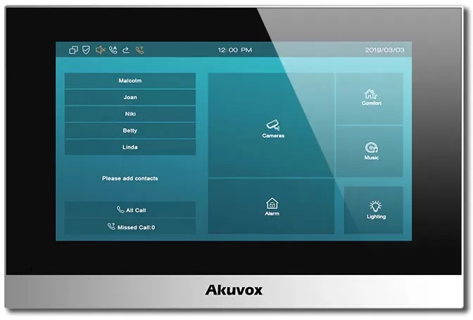 Monitor IP 7'' / Akuvox C313WV3 | 2602 - Akuvox C313WV3 es un monitor interior de 7 pulgadas con pantalla táctil capacitiva y sistema Linux, diseñado para comunicación SIP 2.0. Compatible con cualquier frente de calle Akuvox, soporta integración con PBX