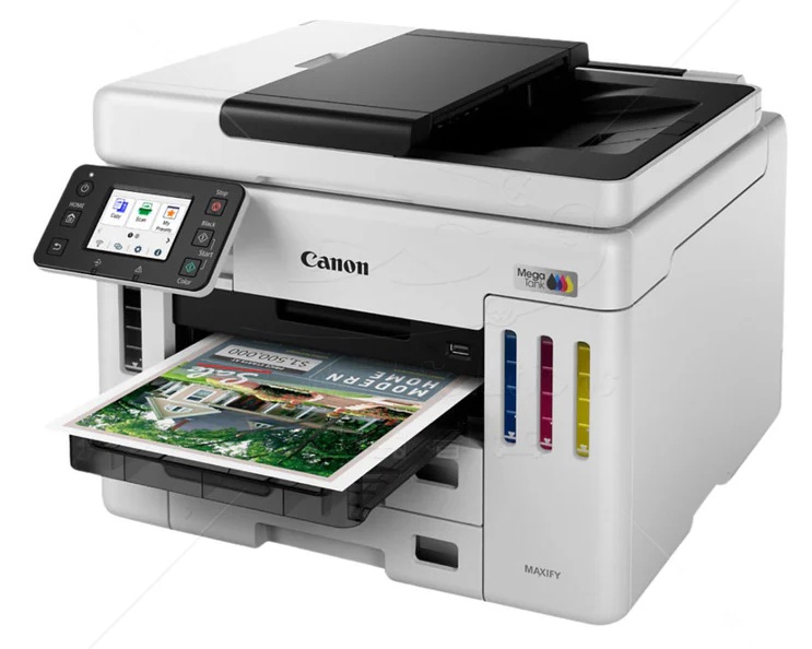 Multifuncional Tinta Color / Canon GX7110 | 2607 – Canon MAXIFY GX7110 es una Impresora multifuncional de tinta diseñada para entornos empresariales con alto volumen de impresión. Funciones: Impresión, Copia, Escáner y Fax, Inyección de tinta térmica