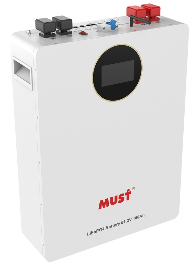 Batería de Litio 24V-100Ah / Must LP16-24100 | 2607 – Must LP16-24100 es una batería de fosfato de hierro y litio (LiFePO₄) de montaje mural, compatible con instalación en pared, rack o apilada (opcional), diseñada para sistemas de almacenamiento