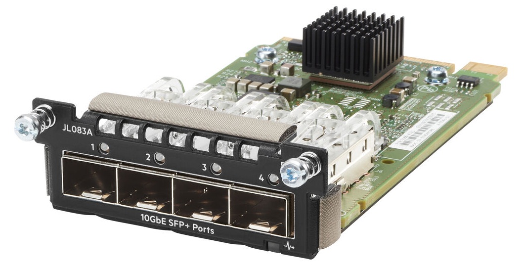 Módulo de expansión para switches Aruba 3810M | 2510 - HPE Aruba 3810M 4-port 10GbE SFP+ Module JL083A Módulo de expansión de Hewlett Packard Enterprise (HPE) diseñado para switches de la serie Aruba 3810M, Proporciona 4 puertos SFP+ de 10 Gigabit