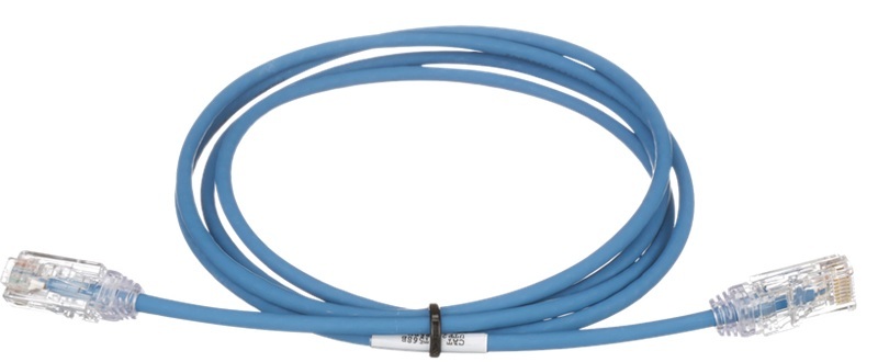 Patch Cord TX6 Cat-6 3 m / Panduit UTP28SP10BU | 2506 - Patch Cord Categoría 6/Clase E sin blindado con conectores modulares RJ‑45. Longitud: 3 metros, Diámetro: 3.8 mm, Esquema de cableado: T568B, Calibre: 28 AWG, Inflamabilidad: CM/LSZH, Color: Azul. 