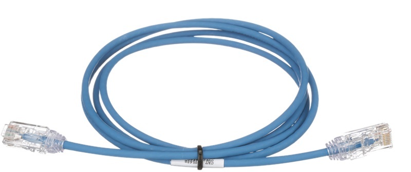 Patch Cord TX6 Cat-6 1.5 m / Panduit UTP28SP5BU | 2506 - Patch Cord Categoría 6/Clase E sin blindado con conectores modulares RJ‑45. Longitud: 1.5 m, Diámetro: 3.8 mm, Esquema de cableado: T568B, Calibre: 28 AWG, Inflamabilidad: CM/LSZH, Color: Azul