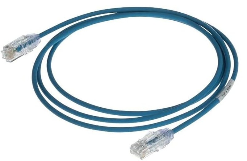 Patch Cord TX6 Cat-6 2 m / Panduit UTPSPL2MBUY | 2506 - Patch Cord Categoría 6A/Clase E sin blindado con conectores modulares RJ‑45. Longitud: 2 metros, Diámetro: 6 mm, Esquema de cableado: T568B, Calibre: 24 AWG, Inflamabilidad: LSZH, Color: Azul.