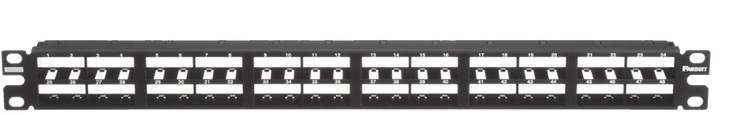 Patch Panel 48-Puertos / Panduit CPP48HDWBLY | 2503 - Panel de Parcheo Modular Mini-Com, Plano, Puertos: 48, Unidades de rack: 1 RU, Material: Acero laminado, Dimensiones: 43.7 x 482.6 x 27.4 mm, Montaje: Racks y gabinetes de 19”, No Blindado