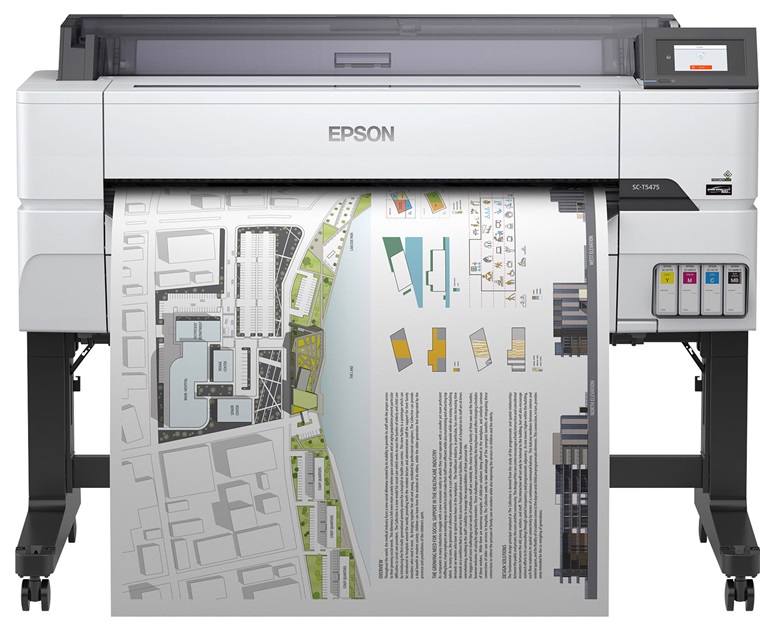 Plotter Epson SureColor T5475 36'' / 4-Tintas Wi-Fi | 2400 – SC-T5475SR / Plotter Inalámbrico de 36'', Resolución 2400 x 1200 dpi, Ancho de Impresión: Hasta 36'', 4-Tintas, Velocidad: 22 seg/Pág, Ideal para planos, Dibujos lineales y Carteles 