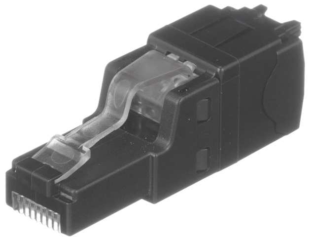Conector RJ45 / Panduit FP6X88MTG | 2411 - Plug RJ45 UTP, Instalación Recta, Terminación en Campo Certificable, Compatible con Cat 5e, Cat 6 y Cat 6A, Color Negro. Compatible con cable de 4 pares, de 22 a 26 AWG solido o multifilar de par trenzado