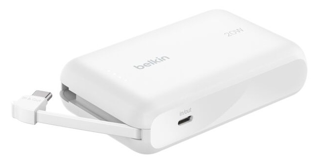PowerBank 10000 mAh 20W / Belkin BPB021fqWH | 2604 – Belkin BPB021fqWH es una batería externa diseñada para suministrar carga rápida a dispositivos móviles en movimiento, potencia de 20W, capacidad de 10000 mAh, cuenta con cable USB-C integrado
