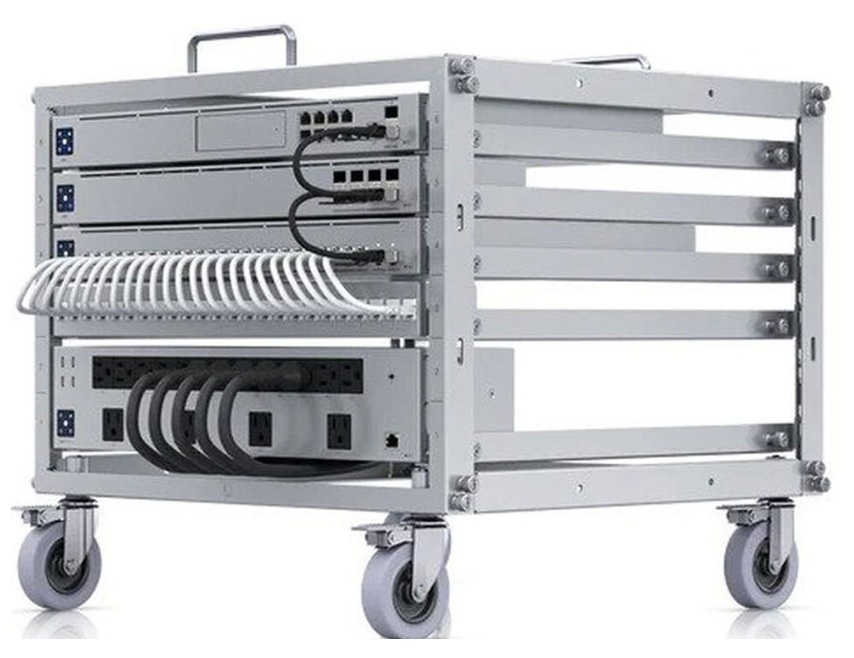 Rack 6U / Ubiquiti U-RACK-6U-TL | 2507 - Rack Ubiquiti U-RACK-6U-TL abierto con marco sin puertas, ni paneles laterales, compatible con equipos de 19’’, Capacidad: 6U, Portabilidad: Ruedas con freno individual, Carga: Estática 80kg / En movimiento 45Kg