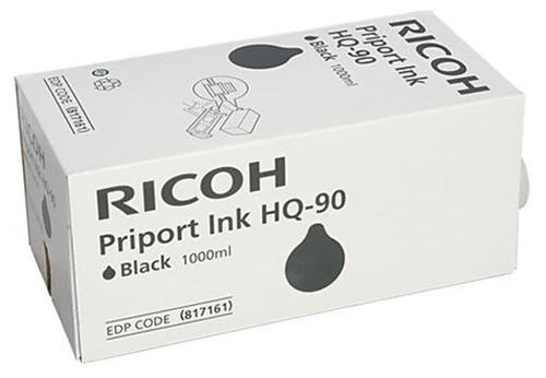Tinta Type HQ90 Negro / Ricoh 817161 | 2608 -  Ricoh 817161 es una tinta original para duplicadores digitales Ricoh, Modelo: Type HQ90, Color: Negro, Condición: Original, Tecnología de impresión: Tinta, Contenido: 6 cajas de tinta de 1.000 cc cada una, Re