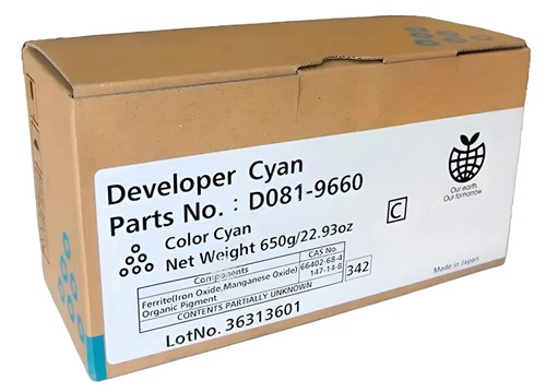 Revelador Ricoh D0819660 / Cian 450.000 Páginas | 2608 - Ricoh D081-9660 Revelador Original Cian para impresoras y copiadoras Ricoh, Rendimiento: 450.000 páginas, Sección de la máquina: Fotoconductor, Compatibilidad: Ricoh MP C6501SP, MP C7501SP