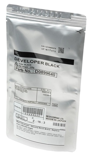 Revelador Ricoh D089-9640 / Negro 300.000 Páginas | 2608 - Ricoh D089-9640 es un revelador Original Negro para impresoras y copiadoras Ricoh, Rendimiento estimado: 300.000 páginas, Compatibilidad: Ricoh Aficio MP C3001, MP C3501, MP C4501, MP C5501 
