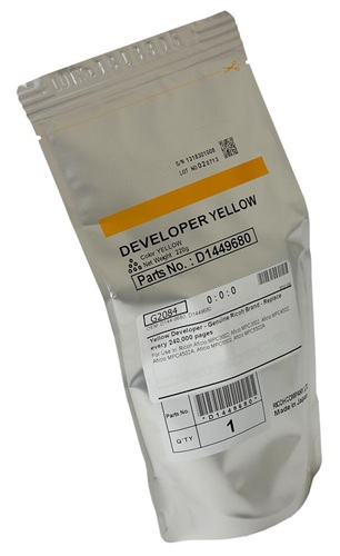Revelador Ricoh D144-9680 / Amarillo 240.000 Páginas | 2608 - Compatibilidad: Ricoh Aficio MP C3002, MP C3502, MP C4502, MP C4502A, MP C5502, MP C5502A  