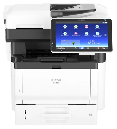 Multifuncional Láser B&N / Ricoh IM 430F | 2608 – Ricoh IM 430F 418490 Impresora multifuncional monocromática con funciones de impresión, copia, escaneo y fax, Velocidad de impresión: 45 ppm Letter / 43 ppm A4, Resolución máxima: 1.200 x 1.200 dpi