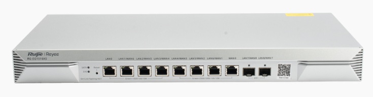 Router VPN Multi-WAN / Ruijie RG-EG1510XS | 2508 - Ruijie RGEG1510XS es un Router de nivel empresaria con 10-Puertos, hasta 1500 Clientes simultáneos, Diseñado para entornos de alta densidad como hoteles, fábricas, campus. Soporta balanceo de carga 