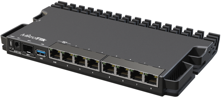 Router  8-Puertos / MikroTik RB5009UG+S+IN | 2507 - MikroTik RB5009UG+S+IN es un router compacto y de alto rendimiento diseñado para laboratorios domésticos, redes empresariales pequeñas y medianas, o entornos donde se requiere eficiencia energética