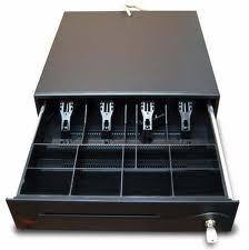 Cajón Monedero | SAT 119Z | Metálico para Punto de Venta, 5 Ranuras para Billetes, 8 Ranuras para Monedas, Pisabilletes Metalico, Color Negro, Puerto RJ11, Cable Independiente, 1 Año de Garantía