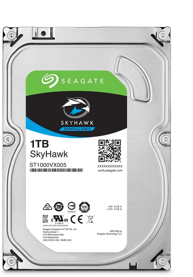 Disco Duro Seagate SkyHawk ST1000VX001-520 / 1TB CCTV | 2203 - Disco HDD para Vigilancia SkyHawk, SATA III, 1TB, 5900 RMP, Formato: 3.5’’, Búfer: 6Gb/s, Caché: 64MB, Uso: 24/7, Bahías: 1 a 8, Cámaras: 1 a 64. ST1000VX001-520