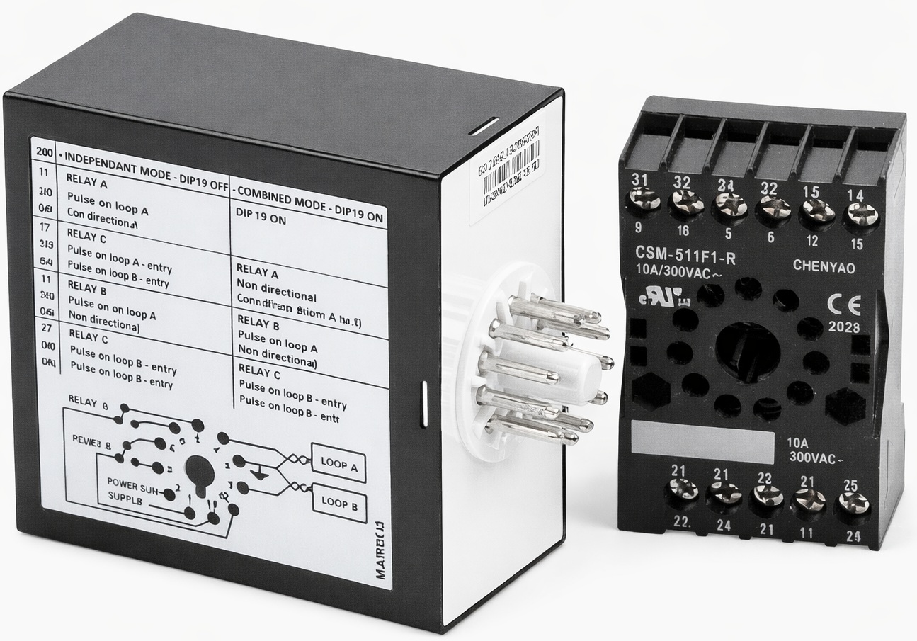 Sensor de Masa / BEA 10-MATRIX-D-1224 | 2604 - BEA 10-MATRIX-D-1224 es un detector de masa inductivo de doble canal diseñado para la detección de vehículos en accesos, tecnología de inducción por lazos magnéticos, 2 salidas de relé configurables
