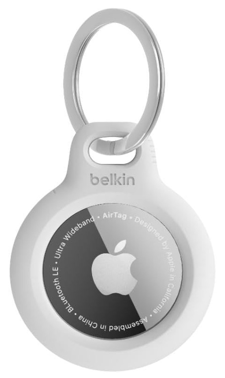 Estuche para AirTag / Belkin F8W973BTWHT | 2604 – Belkin F8W973BTWHT es un soporte protector diseñado para asegurar y transportar un Apple AirTag. Posee un sistema de cierre de giro y bloqueo, bordes elevados para protección contra impactos y rayones