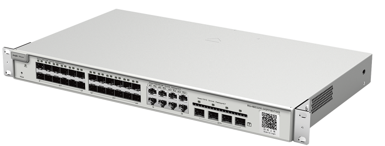 Switch SFP 24-Puertos / Ruijie RG-NBS3200-24SFP/8GT4XS | 2508 - Ruijie RG-NBS3200-24SFP/8GT4XS es un switch administrable sin PoE con funciones de capa 2+ diseñado para entornos empresariales exigentes como CCTV, retail, educación, hotelería y fábricas