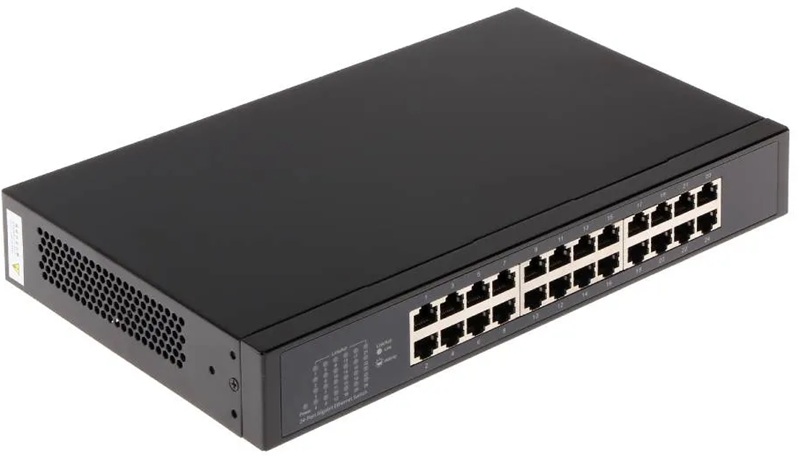 Switch 24 Puertos / Dahua DH-PFS3024-24GT | 2412 - Conmutador no administrado, Capa 2, Puertos: 24x Gigabit, Conmutación: 48 Gbps, Reenvío: 35.7 Mpps, Memoria: 2MB, Tabla MAC: 8K, Dimensiones: 294 x 178 x 44 mm, Peso: 1.43 Kg, Protección contra rayos 