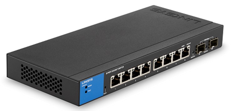 Switch  8-Puertos / Linksys LGS310C | 2405 - Switch Administrable con 8-Puertos LAN Gigabit, 2-Puertos SFP Gigabit, Funciones de Capa 2, Memoria RAM 256MB, Capacidad de Conmutación: 20 Gbps, Capacidad de Procesamiento: 14.88 Mpps