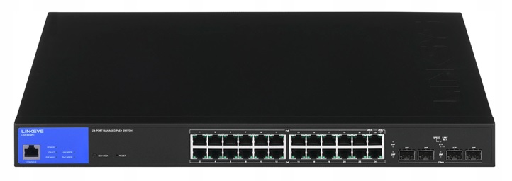 Switch PoE 24 Puertos / Linksys LGS328PC | 2405 - Conmutador PoE Gestionado con 24-Puertos Gigabit Ethernet (PoE+), 4-Puertos SFP, Presupuesto PoE 250W, Memoria RAM 256GB, Capacidad de conmutación: 56Gbps, Tasa de reenvío: 41.66Mpps