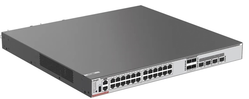Switch Core 24-Puertos PoE / Ruijie RG-CS86-24XMG4XS4VS-UPD | 2508 - Ruijie RG-CS86-24XMG4XS4VS-UPD es un switch con funciones de capa 3 de alto rendimiento, diseñado para entornos de campus y redes empresariales que requieren conectividad multi-gigabit