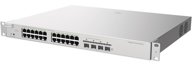 Switch 24-Puertos / Ruijie RG-NBS5100-24GT4SFP | 2508 - Ruijie RG-NBS5100-24GT4SFP es un switch con funciones de capa 3, ideal para redes empresariales, educativas o comerciales que requieren conectividad Gigabit con enlaces ascendentes de fibra óptica