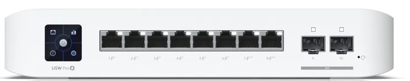 Switch PoE  8-Puertos / Ubiquiti USW-PRO-8-POE | 2507 - Switch Ubiquiti USW-PRO-8-POE gestionado capa 2 y 3 de la serie UniFi, Ideal para Empresas que requieren funciones avanzadas de red y alimentación PoE. Puertos: 8x RJ45 Ethernet Gigabit + 2x SFP+