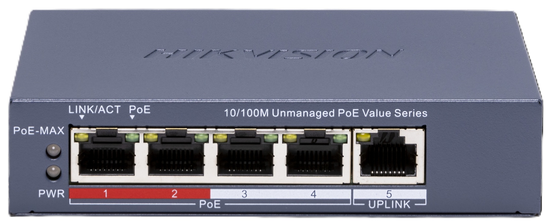 Switch PoE 5-Puertos 100 Mb / Hikvision DS-3E0105P-E-M(C) | 2603 - Hikvision DS-3E0105P-E/M(C) es un conmutador de red diseñado para la gestión centralizada de alimentación PoE en sistemas de videovigilancia, integra 4 puertos RJ45 10/100 Mbps