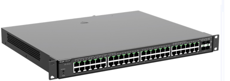 Switch PoE 48-Puertos / Ruijie RGNBS310048GT4SFPP | 2508 - Ruijie RG-NBS3100-48GT4SFP-P es un switch administrable de capa 2 con PoE+, diseñado para redes empresariales, educativas, videovigilancia y retail. Ideal para entornos de alta densidad
