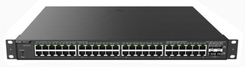 Switch PoE 48-Puertos / Ruijie RG-NBS3100-48GT4SFP | 2508 - Ruijie RG-NBS310048GT4SFPP es un switch administrable de capa 2 con PoE+, diseñado para redes empresariales, educativas, videovigilancia y retail. Ideal para entornos de alta densidad