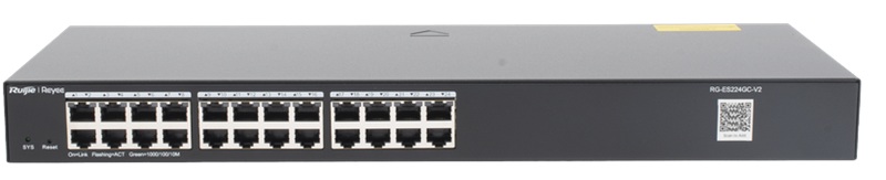 Ruijie RG-ES224GC-V2 / Switch 24-Puertos | 2508 - Ruijie RG-ES224GC-V2 es un switch administrable sin PoE con funciones capa 2 diseñado para aplicaciones de red en entornos como CCTV, pequeñas y medianas empresas, educación, hotelería y comercio