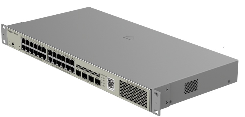 Switch 24-Puertos / Ruijie RG-NBS3100-24GT4SFP-V2 | 2508 - Ruijie RG-NBS3100-24GT4SFP-V2 es un switch no PoE con funciones de capa 2, diseñado para redes empresariales que requieren alto rendimiento, estabilidad y gestión remota. 24 Puertos RJ45 Gigabit