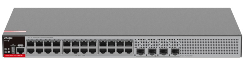 Switch PoE 24-Puertos / Ruijie RG-S2915-24GT4MS-P-L | 2508 - Ruijie RG-S2915-24GT4MS-P-L es un switch PoE+ administrable con funciones de capa 2+ ideal para entornos empresariales, educativos o comerciales que requieren conectividad Gigabit PoE+