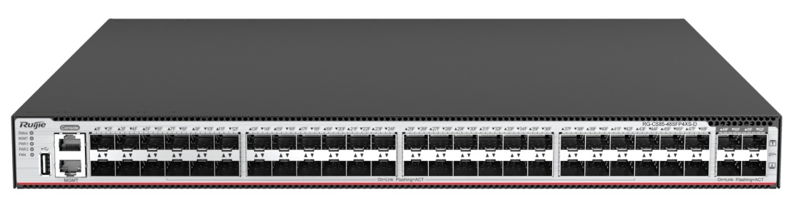 Switch Core 48-Puertos SFP / Ruijie RG-CS85-48SFP4XS-D | 2508 - Ruijie RG-CS85-48SFP4XS-D es un switch administrable capa 3, diseñado para operar como Core o agregador en redes de alto rendimiento. Gran capacidad de conmutación, redundancia de hardware