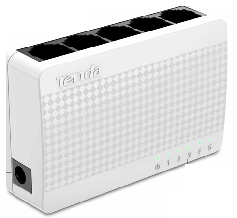 Switch  5-Puertos - Tenda S105 | No Administrable, 5-Puertos LAN 10/100 con MDI/MDIX automático, Ancho de Banda 1 Gbps, Tabla MAC 2K, Plug & Play